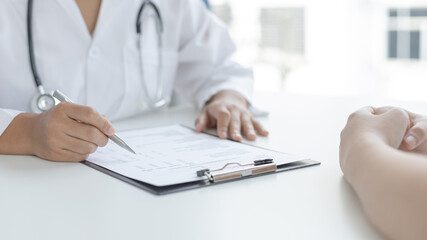 Doctor is currently diagnosing the disease and giving advice to psychiatric patients, Describing...