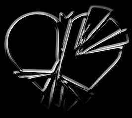 Glass broken heart. Shards of heart 