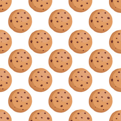 Cookies seamless pattern on white background. Cake background texture.It be perfect for fabric, wrapping, packaging, digital paper and more