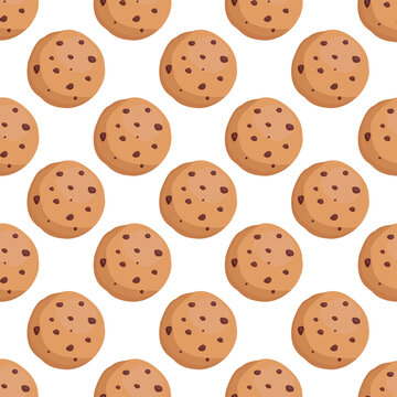 Cookies seamless pattern on white background. Cake background texture.It be perfect for fabric, wrapping, packaging, digital paper and more