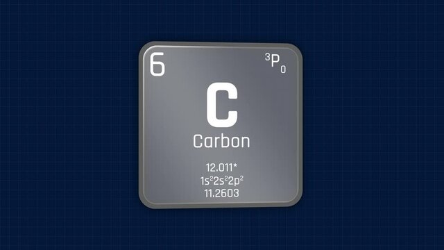 Carbon or C Element Periodic Table Animation on Grid Background and Green Screen