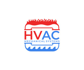 HVAC systems, plumbing, heating, ventilation and air conditioning, logo design. Construction, repair and installation of air conditioners and ventilation system, vector design and illustration