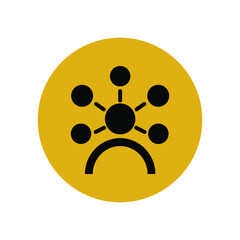 Stylish avatar icon in black in a yellow circle. Referral program for sites, applications, social networks. Smartphone user interface button. Vector graphics.