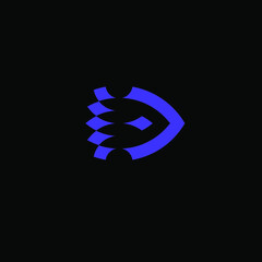 Simple rocket logo design. Rocket logo in golden ratio to blue. Simple illustration of a rocket. - Vector