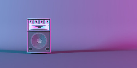Fototapeta na wymiar speaker system close-up in neon lighting