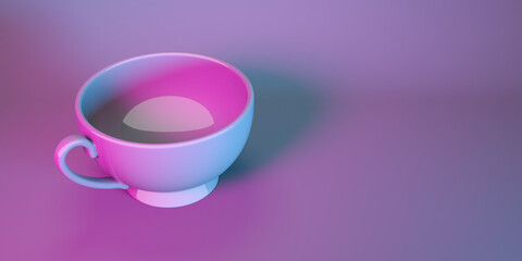 Obraz na płótnie Canvas cup for tea in neon light close-up