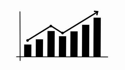 New black color business graph with arrow, Success business bar