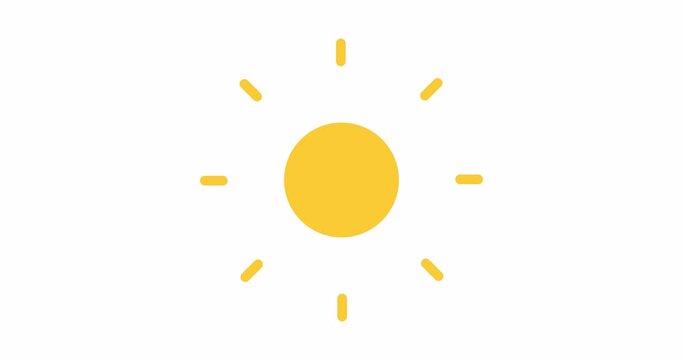 Animation of the sun with its rays. Nice warm weather. 4K animation with alpha channel
