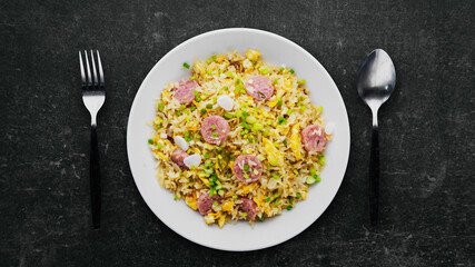 Fried rice with soured pork