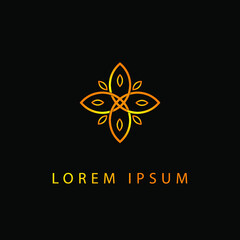 Flower Logo Inspiration design template on black background