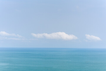 Background of nature blue sky white cloud and ocean.