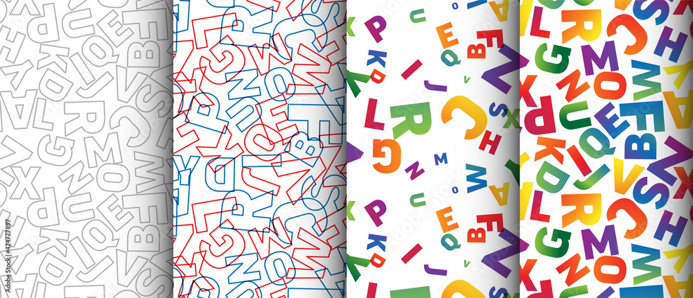Poster four various pattern with colorful letters