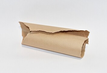 Rolled brown Kraft paper isolated on white background
