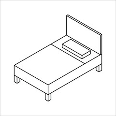 Double hotel room icon. Double bed on white background. color editable