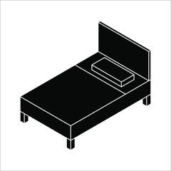 Double hotel room icon. Double bed on white background. color editable