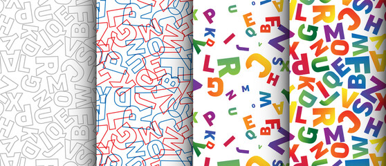 Four various pattern with colorful letters