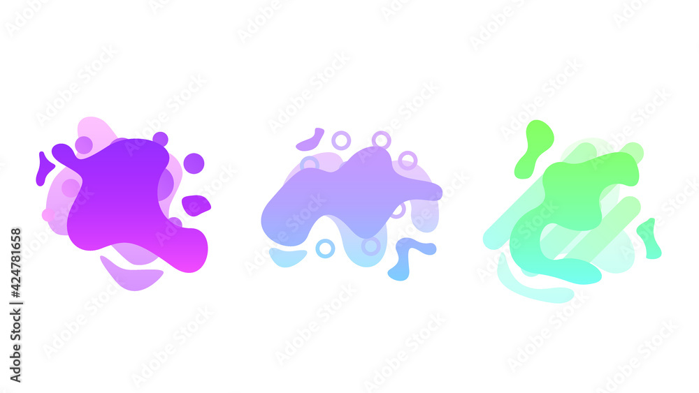 Poster abstract set liquid color collection geometric shapes fluid gradient dynamic elements banner logo ve