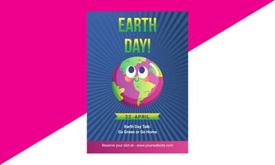 International Earth Day flyer design template, Earth day vector poster design will illustration. Celebrate Earth day poster card design.