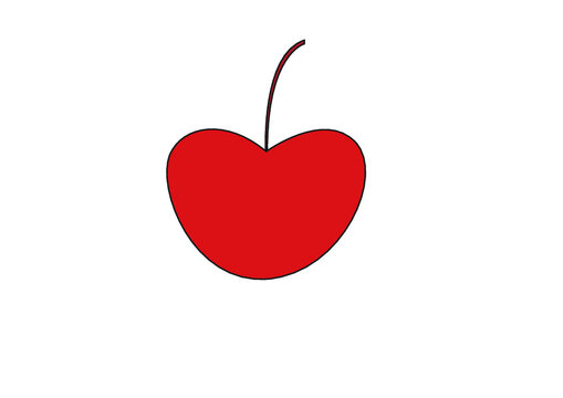 cherry red heart isolated on white