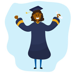 High school graduation. Graduate celebrating graduation. Vector illustration.