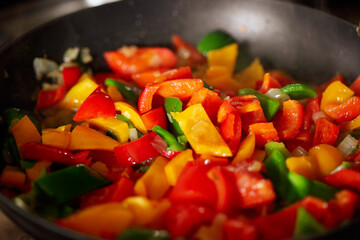 preparing vegetarian dinners from colorful vegetables