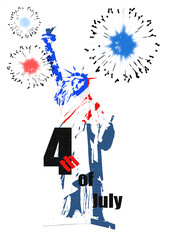 4th of July, US Independence Day. Statue of Liberty. Vector illustration