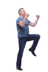 Handsome casual man showing excitement and yes expression