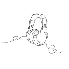 hand drawn doodle one line drawing of headphone speaker device gadget illustration