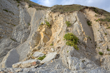 Fototapeta na wymiar Cliffs at Portio Beach, Santander, Cantabria