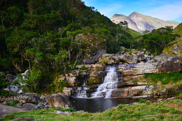 Fototapeta na wymiar The Cachoeira dos Frades waterfall in the beautiful Vale dos Frades, Teresópolis, Rio de Janeiro state, Brazil