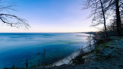 View from a high cliff over the Baltic Sea in Gdynia Orlowo, Pomeranian Voivodeship, Poland