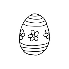 Easter egg. Doodle. Vector. Hand-drawn illustration. Coloring. Black and white outline. Silhouette.