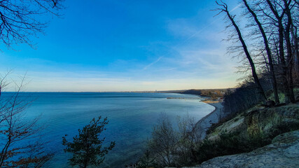 View from a high cliff over the Baltic Sea in Gdynia Orlowo, Pomeranian Voivodeship, Poland