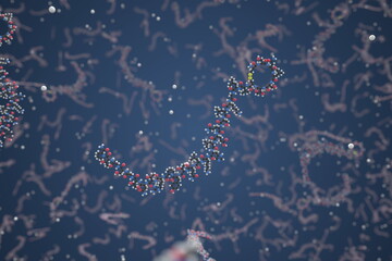 Calcitonin molecule. Ball-and-stick molecular model. Chemistry related 3d rendering