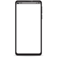 Mobile smartphone frameless with status bar on blank screen realistic icon for mockup ui design. Smartphone with ui status bar for mock up design.