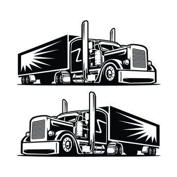 Semi truck trailer front side view vector isolated