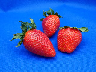 strawberry on blue background