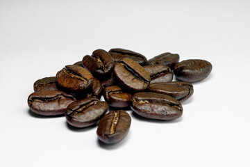 coffee in beans on a white background