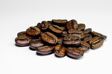 coffee in beans on a white background