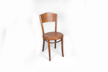 Retro wooden Thonet chair on a white