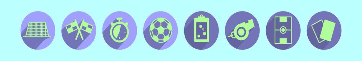 set of soccer cartoon icon design template with various models. vector illustration isolated on blue background