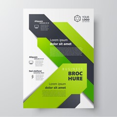 Action theme green stripes line Flyer brochure design templat cover