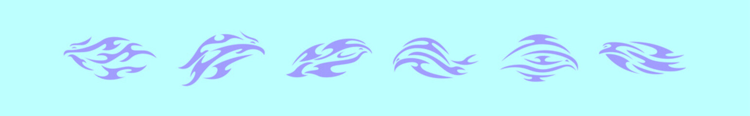 set of hawk logo cartoon icon design template with various models. vector illustration isolated on blue background