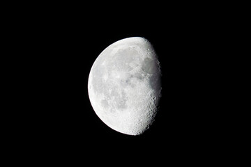 waning moon in the early morning in april