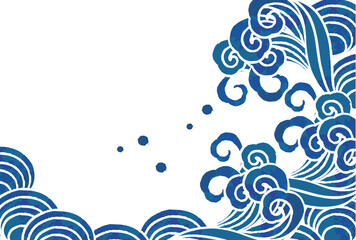 高波と魚のベクターイラスト素材