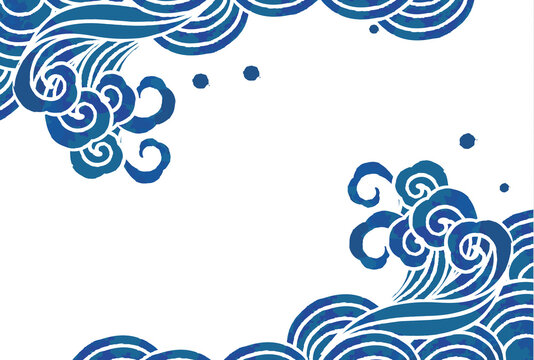 高波と魚のベクターイラスト素材