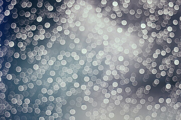 silvery bokeh circles, abstract blurred background holiday design