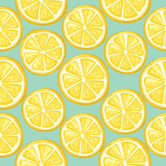 lemons seamless background. Summer festive pattern. Vector