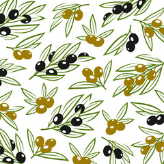 Olives pattern background set. Collection icon olives. Vector