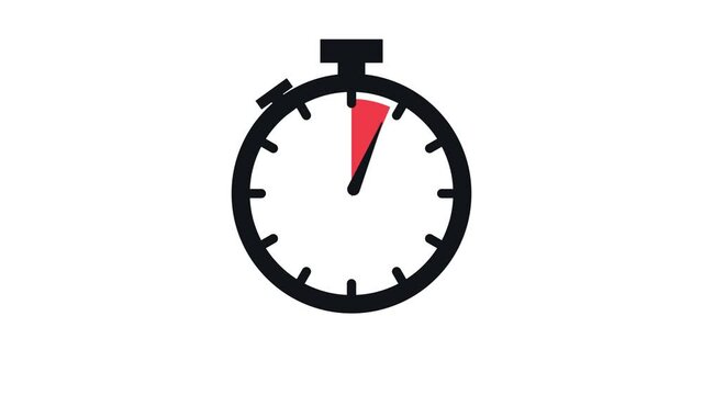 The 30 minutes, stopwatch icon. Stopwatch icon in flat style, timer on on color background. Motion graphics.
